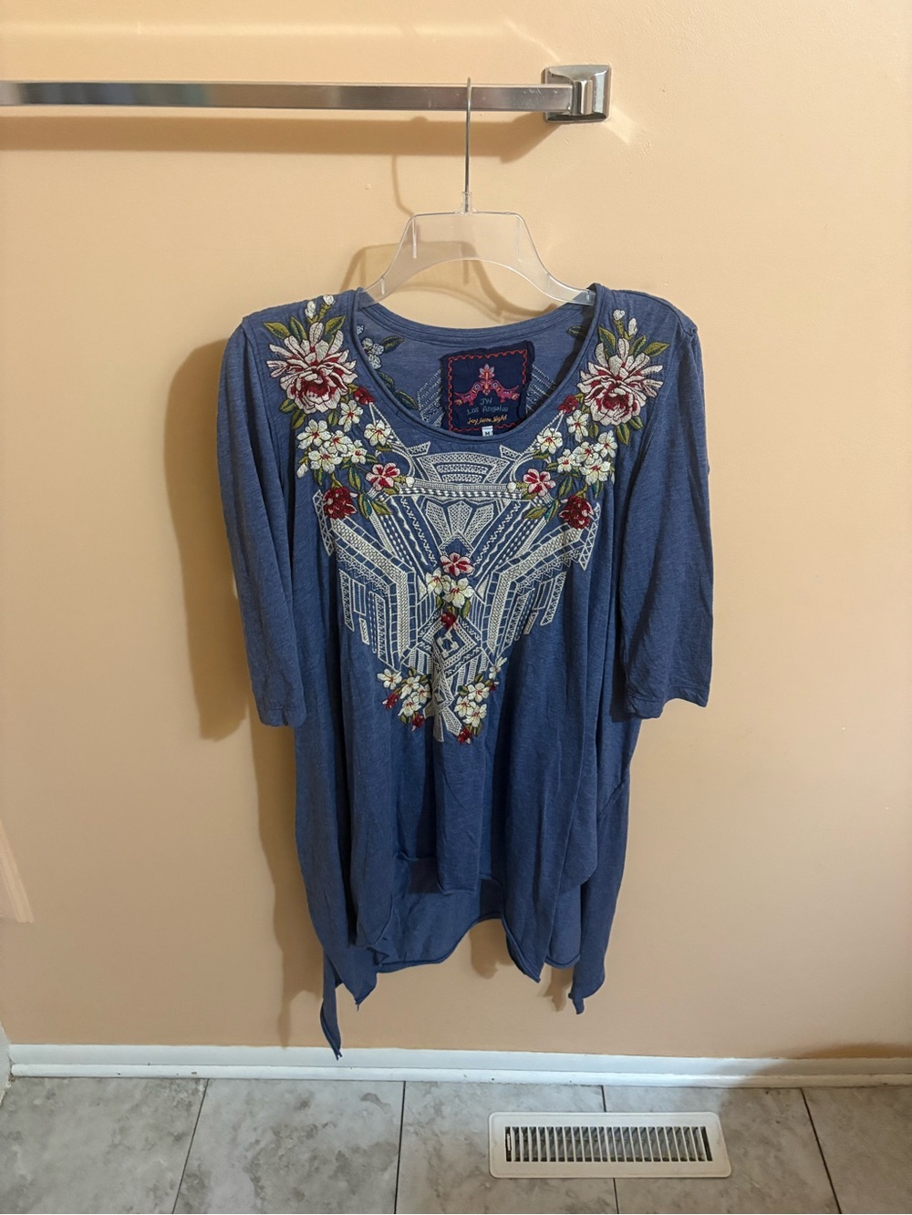Johnny Was blue floral embroidered tunic dress - Picture 1 of 3